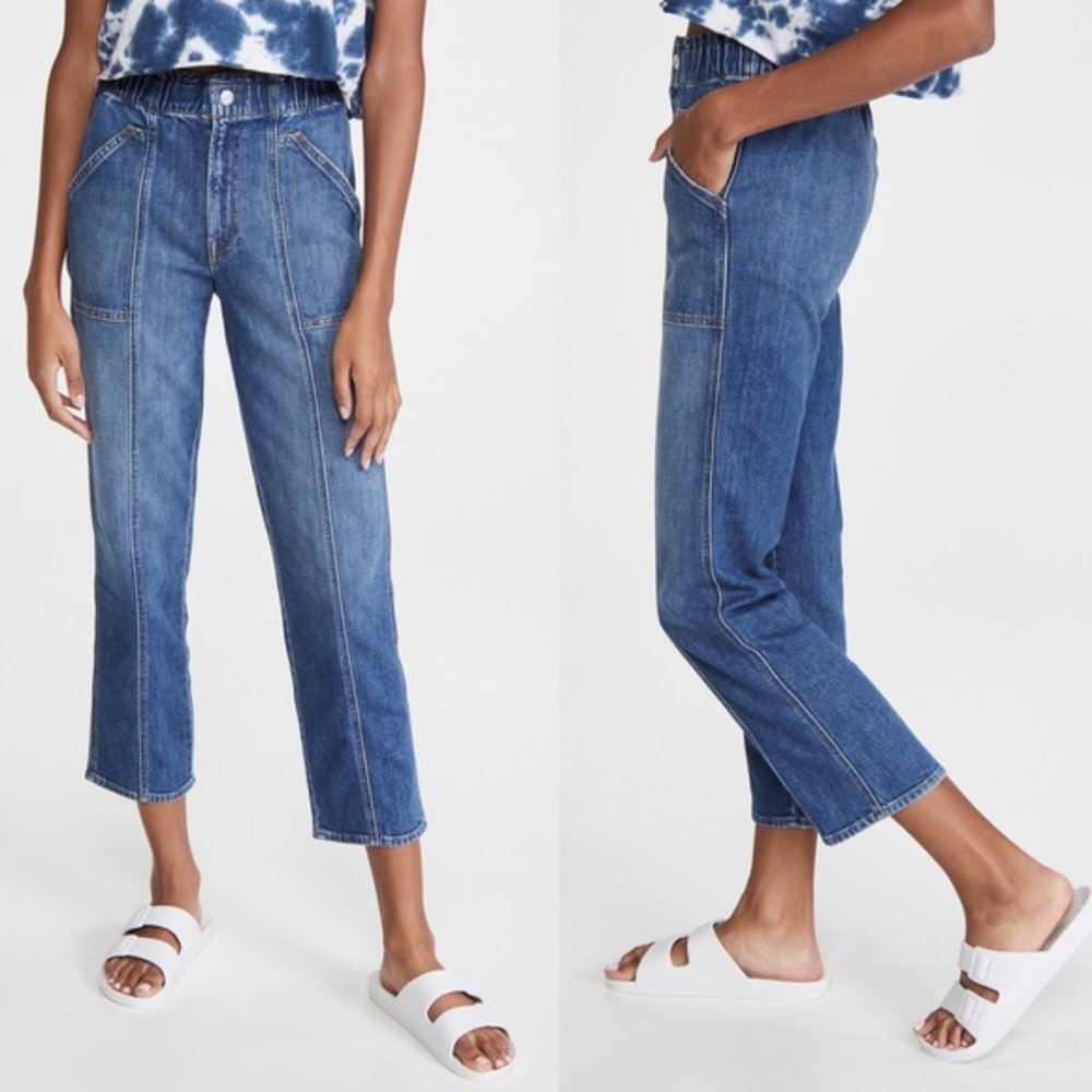 MOTHER High Rise Cropped Jeans in Medium Blue